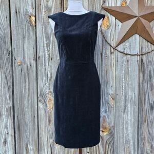 Black Velvet Dress J. CREW 365 Size 2 Stretch Cap Sleeve Classy Elegant Simple